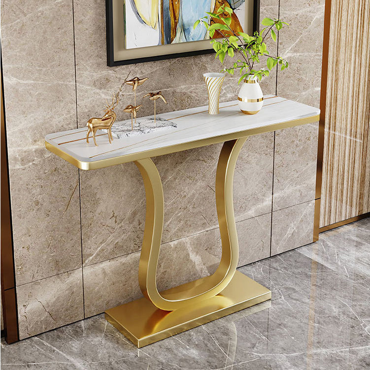 Glam Rectangle Console Table 31.5-inch Tall Stone Accent Table