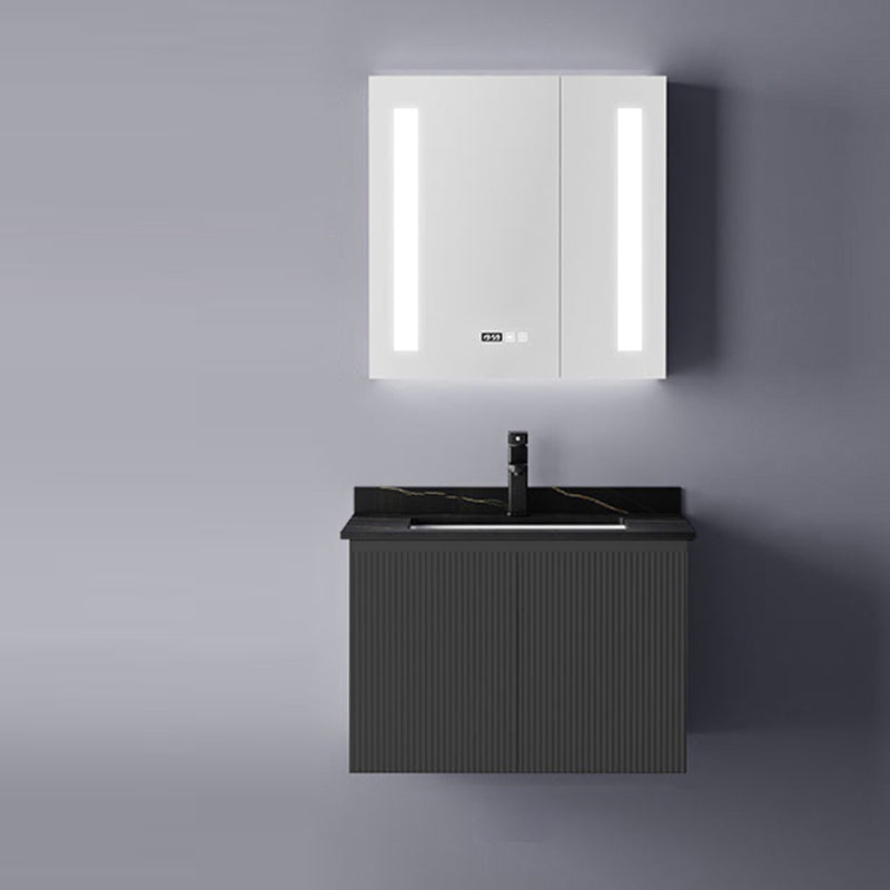 Contemporary Bathroom Sink Cabinet Wall-Mounted Mirror Cabinet Vanity Cabinet in Black