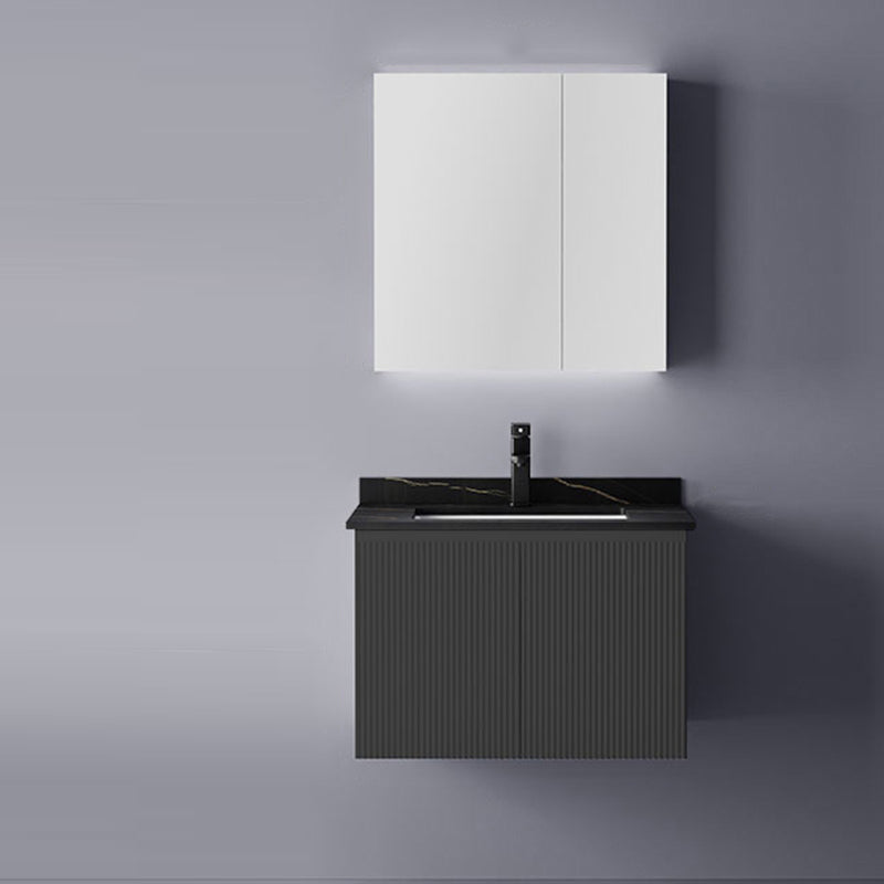 Contemporary Bathroom Sink Cabinet Wall-Mounted Mirror Cabinet Vanity Cabinet in Black