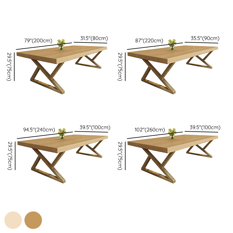 Rectangle Wood Color Dining Table Pine Solid Wood Table Glam for Dining Room