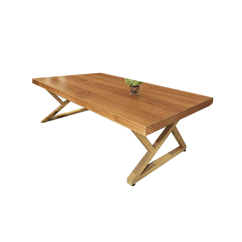 Rectangle Wood Color Dining Table Pine Solid Wood Table Glam for Dining Room
