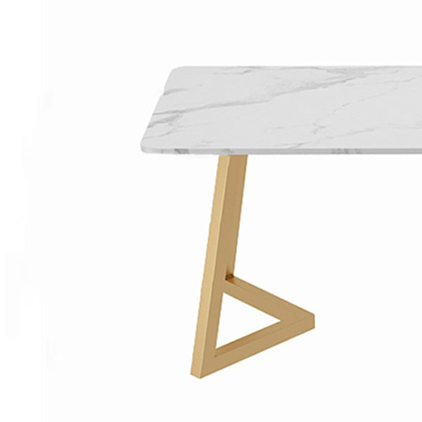 Modern 1/2/5/7 Pieces Furniture Stone Rectangle Dining Room Table Set in White