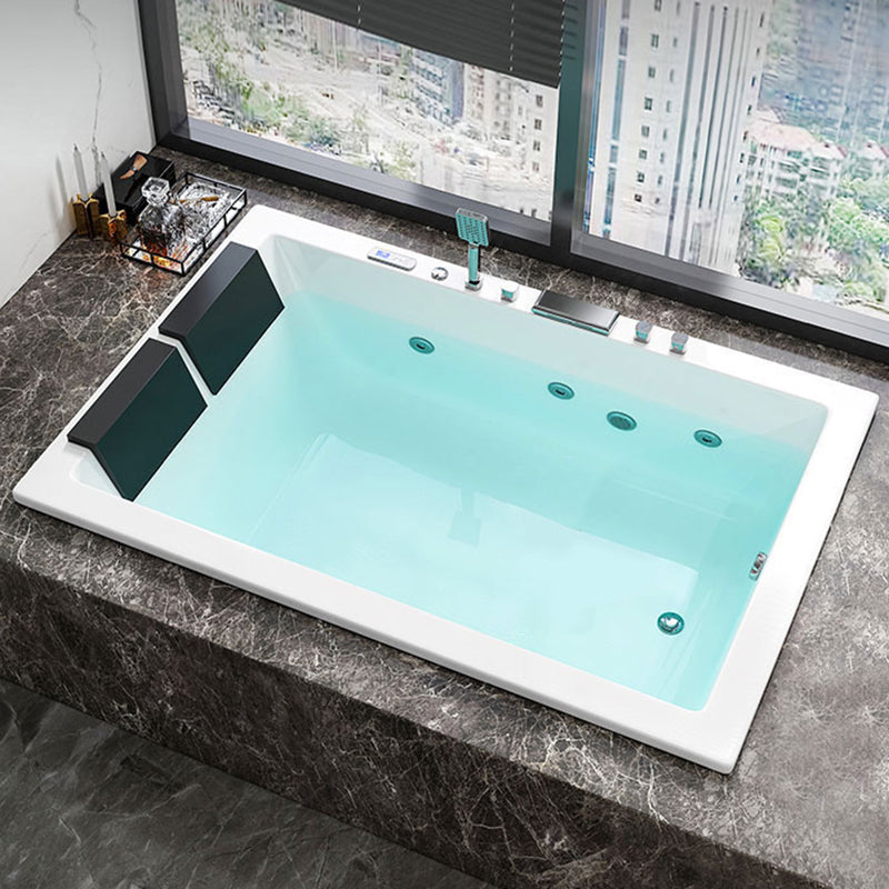 Rectangle Modern White Embedded Bathtub Acrylic with Drain Bath Tub and Overflow Hole