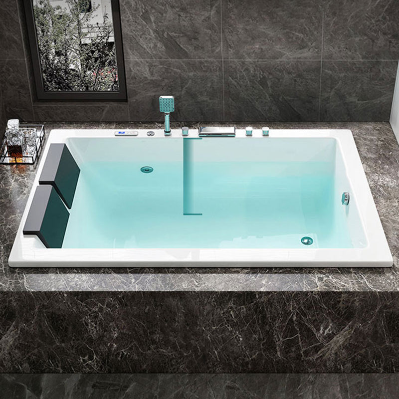 Rectangle Modern White Embedded Bathtub Acrylic with Drain Bath Tub and Overflow Hole