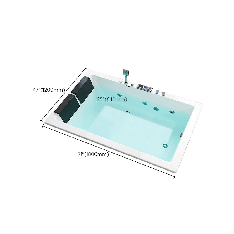 Rectangle Modern White Embedded Bathtub Acrylic with Drain Bath Tub and Overflow Hole
