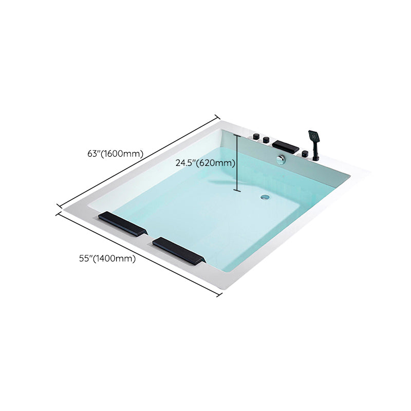 Rectangle Modern White Embedded Bathtub Acrylic with Drain Bath Tub and Overflow Hole