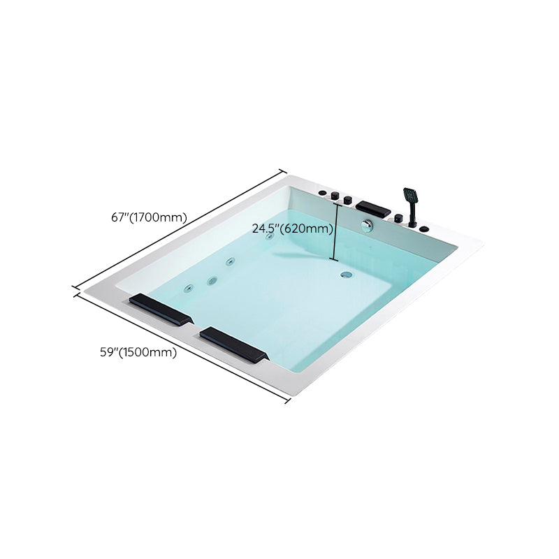 Rectangle Modern White Embedded Bathtub Acrylic with Drain Bath Tub and Overflow Hole