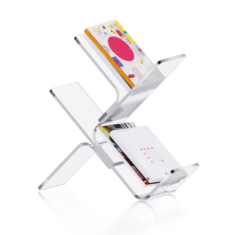 Contemporary Acrylic Bookshelf Standard Clear Open Back Bookcase