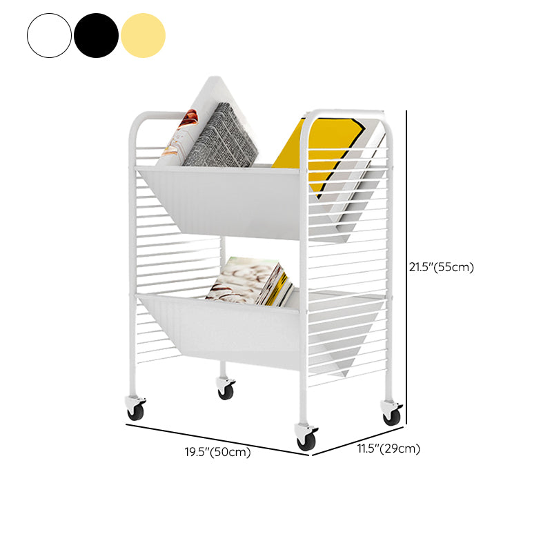 Glam Open Back Bookshelf Standard Metal 2 Shelves Bookcase for Home Office