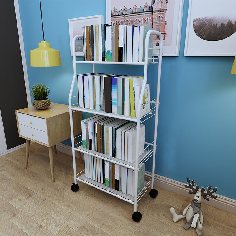 Contemporary Standard Bookshelf Open Back Metal Bookcase with Shelves