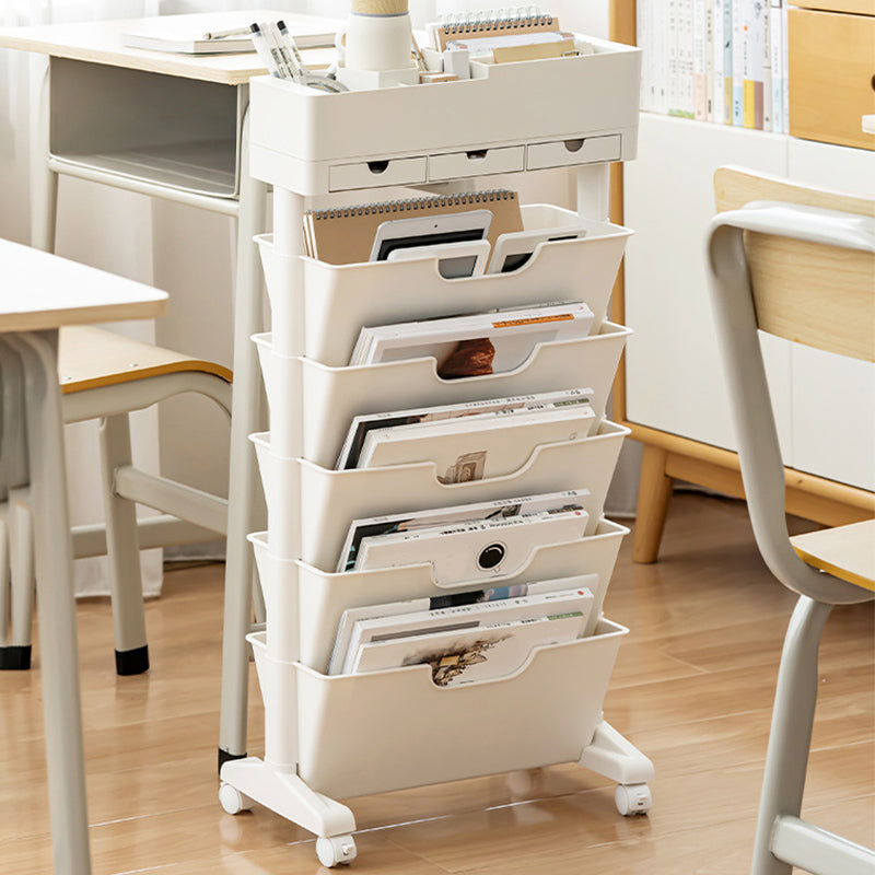 Contemporary Plastic Bookcase Standard Open Back Bookshelf for Office