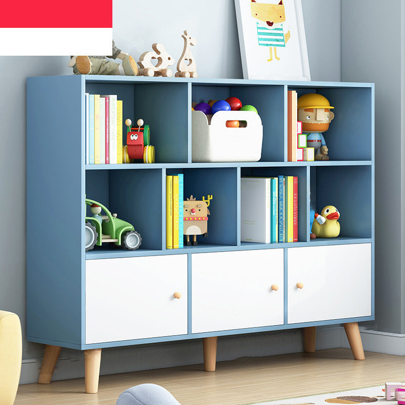 Scandinavian Standard Bookcase Engineered Wood Bookshelf with Cabinets