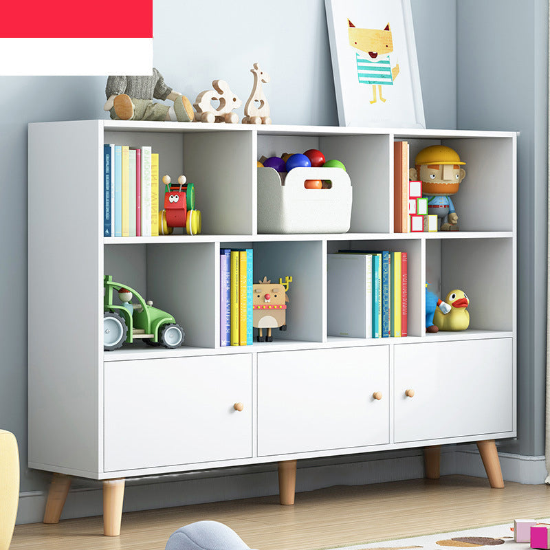 Scandinavian Standard Bookcase Engineered Wood Bookshelf with Cabinets