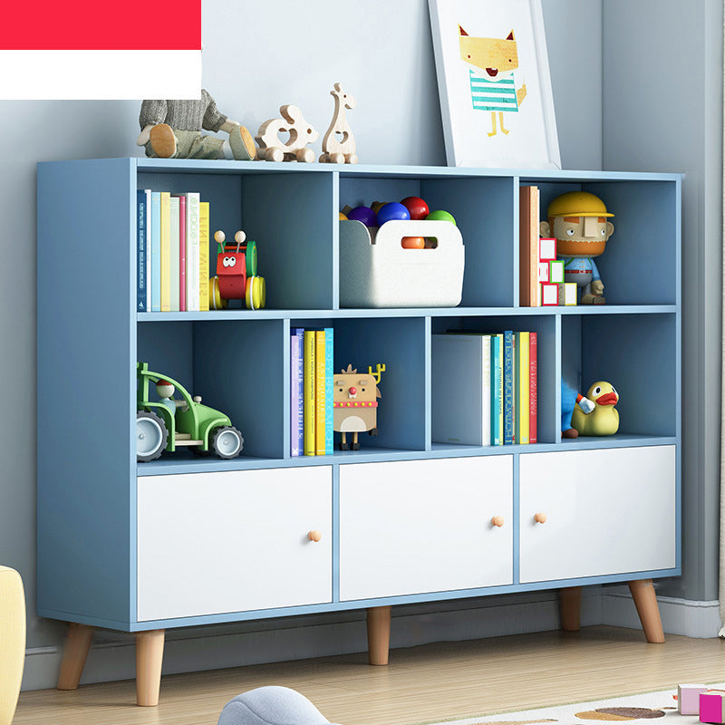 Scandinavian Standard Bookcase Engineered Wood Bookshelf with Cabinets