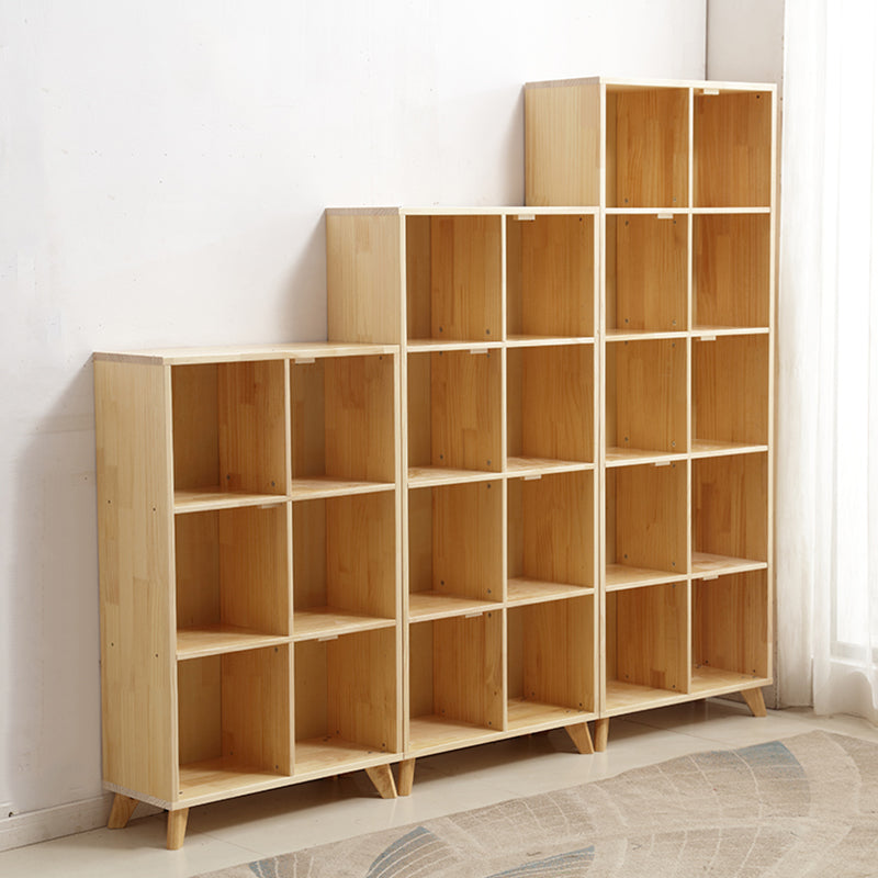 Modern Standard Wooden Bookshelf Closed Back Natural Bookcase with Shelves