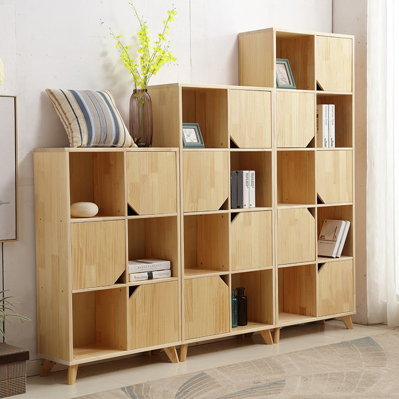Modern Standard Wooden Bookshelf Closed Back Natural Bookcase with Shelves