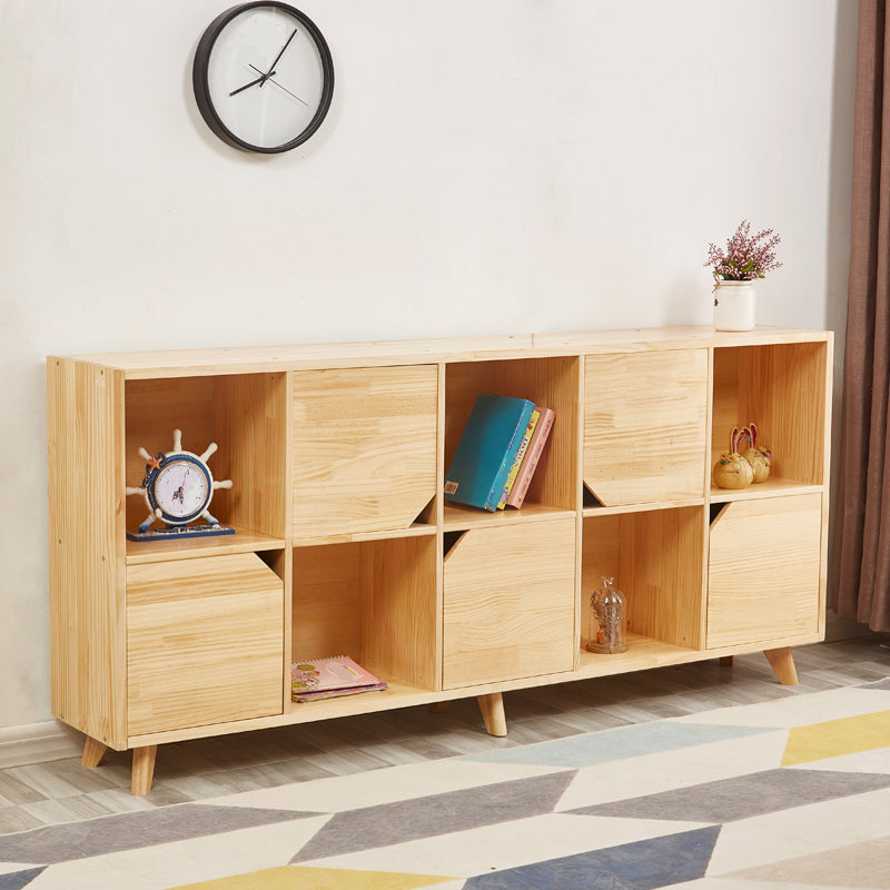 Modern Standard Wooden Bookshelf Closed Back Natural Bookcase with Shelves