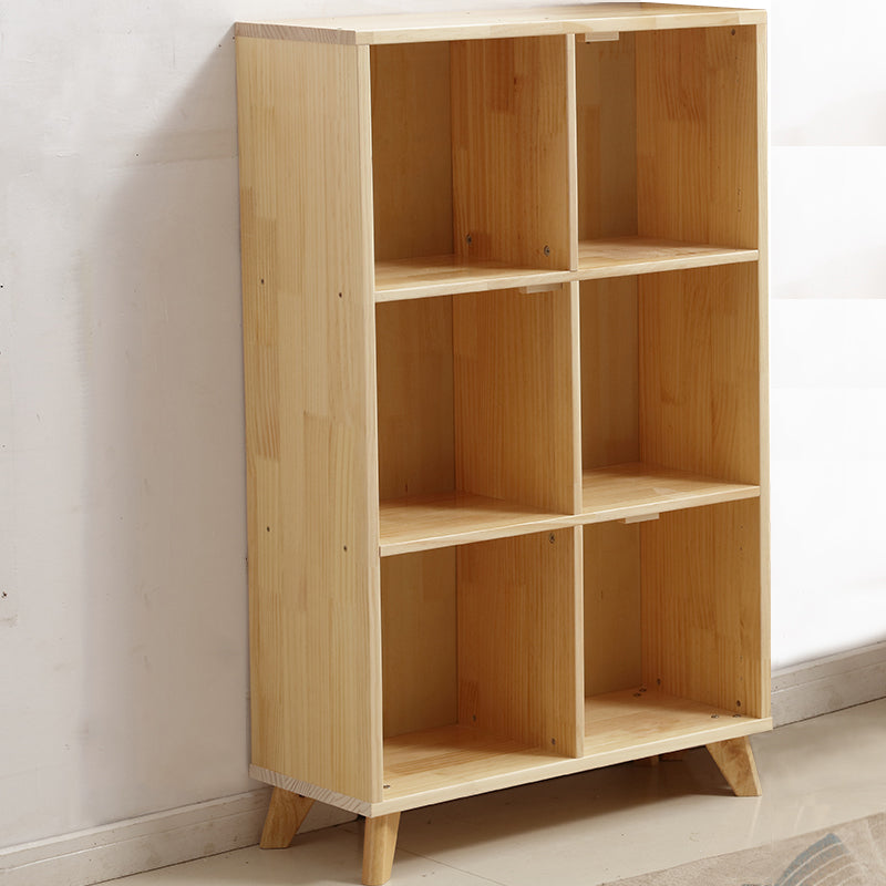 Modern Standard Wooden Bookshelf Closed Back Natural Bookcase with Shelves