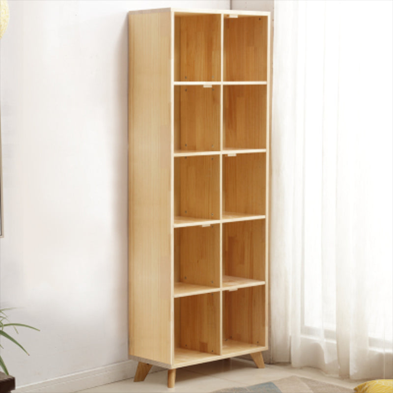 Modern Standard Wooden Bookshelf Closed Back Natural Bookcase with Shelves