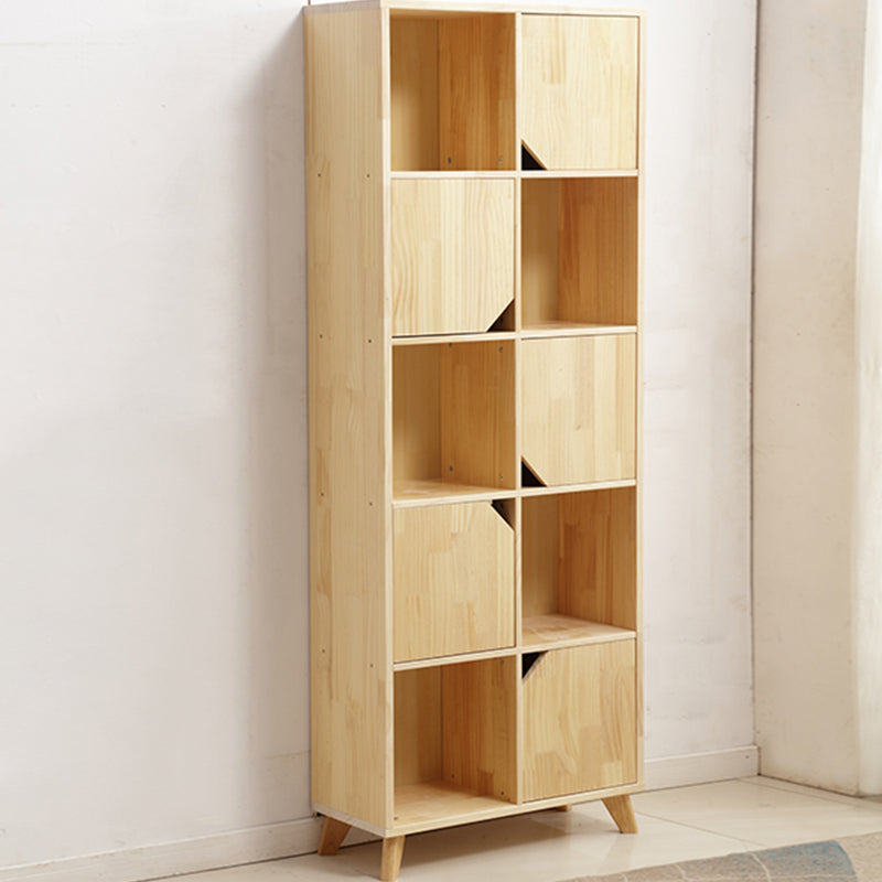 Modern Standard Wooden Bookshelf Closed Back Natural Bookcase with Shelves