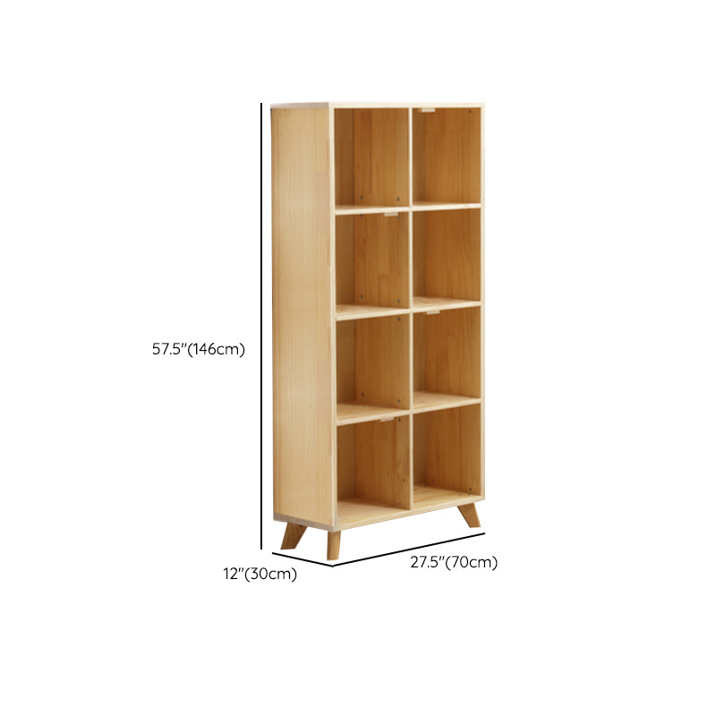 Modern Standard Wooden Bookshelf Closed Back Natural Bookcase with Shelves