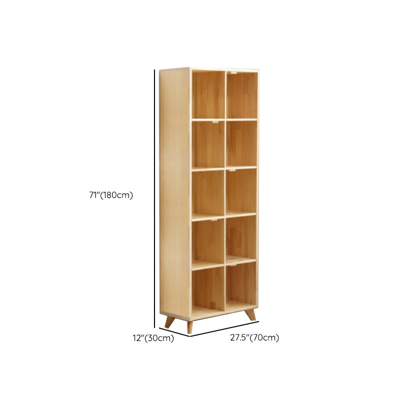 Modern Standard Wooden Bookshelf Closed Back Natural Bookcase with Shelves
