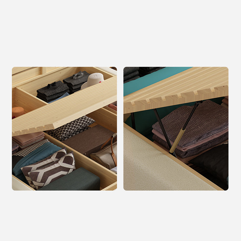 Panel Standard Bed Glam Beige Bed Frame with Upholstered Headboard