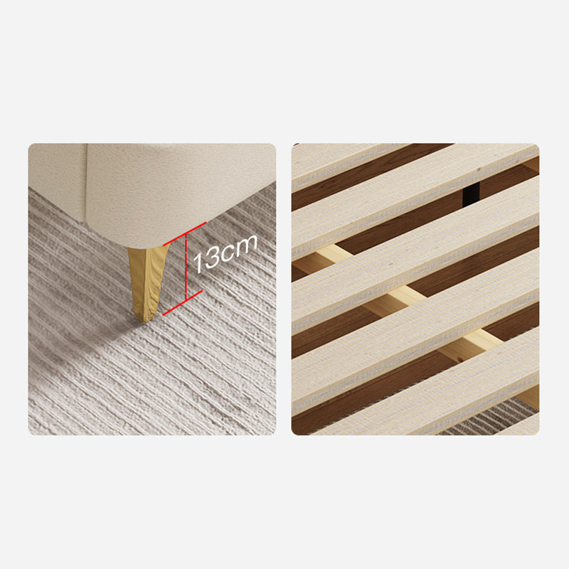 Panel Standard Bed Glam Beige Bed Frame with Upholstered Headboard