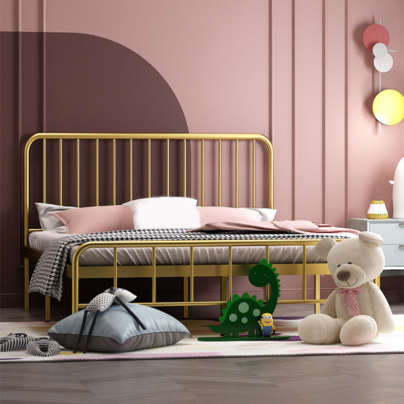 Glam Iron Bed with Rectangle Open-Frame Headboard Open-Frame Bed