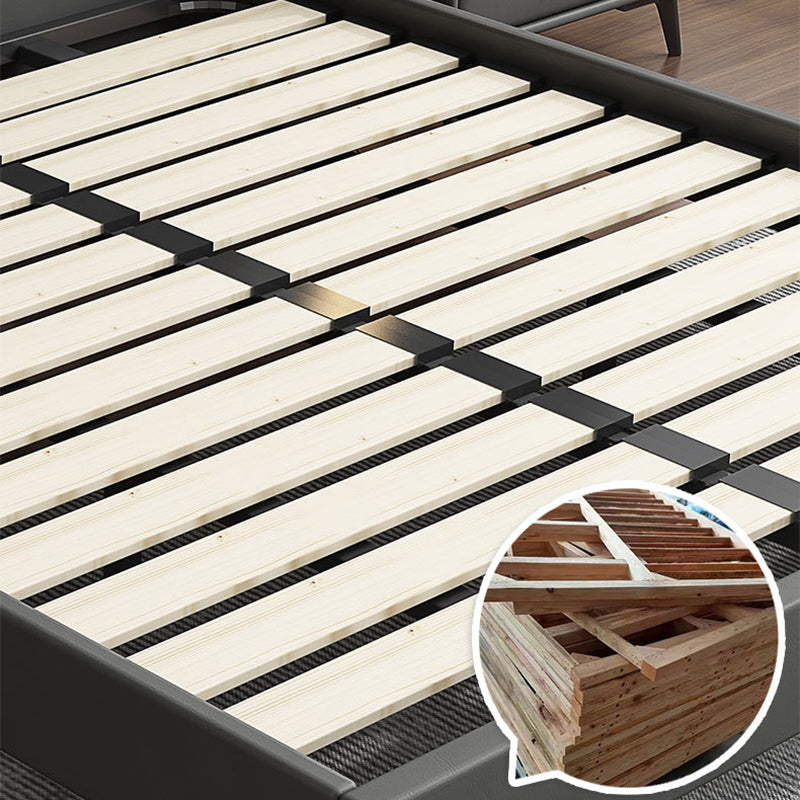 Modern Bed Upholstered Headboard Standard Bed with Metal Legs