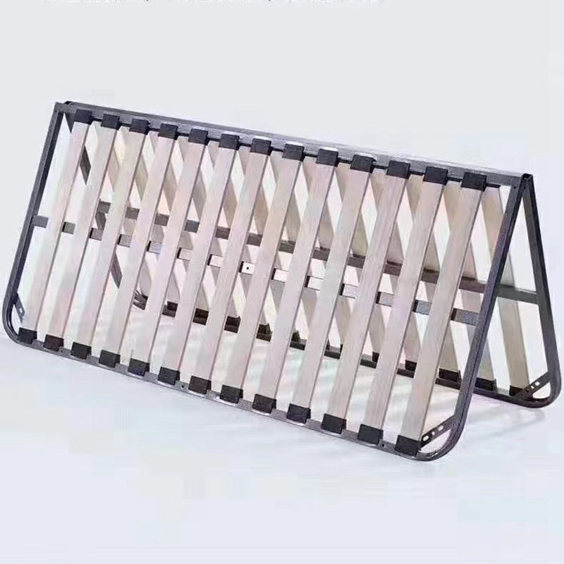 Contemporary Leather Standard Bed, Grey Upholstered Headboard Bed