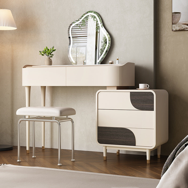 White Wooden Make-up 15.74" Wide Vanity Makeup Vanity Desk Table with 2/5 Drawers