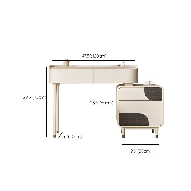 White Wooden Make-up 15.74" Wide Vanity Makeup Vanity Desk Table with 2/5 Drawers