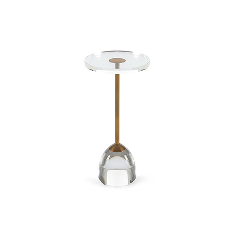 Clear Acrylic Round Side Table Set Glam Steel Pedestal End Table