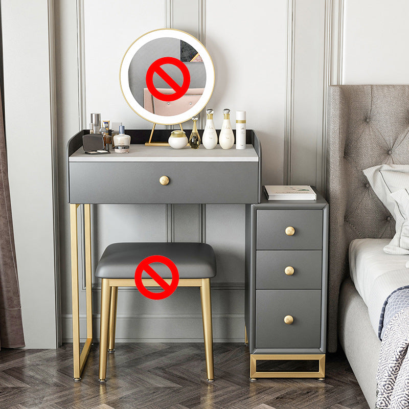 Glam Slate Top Vanity Table with 4 Drawer Dressing Table in Grey