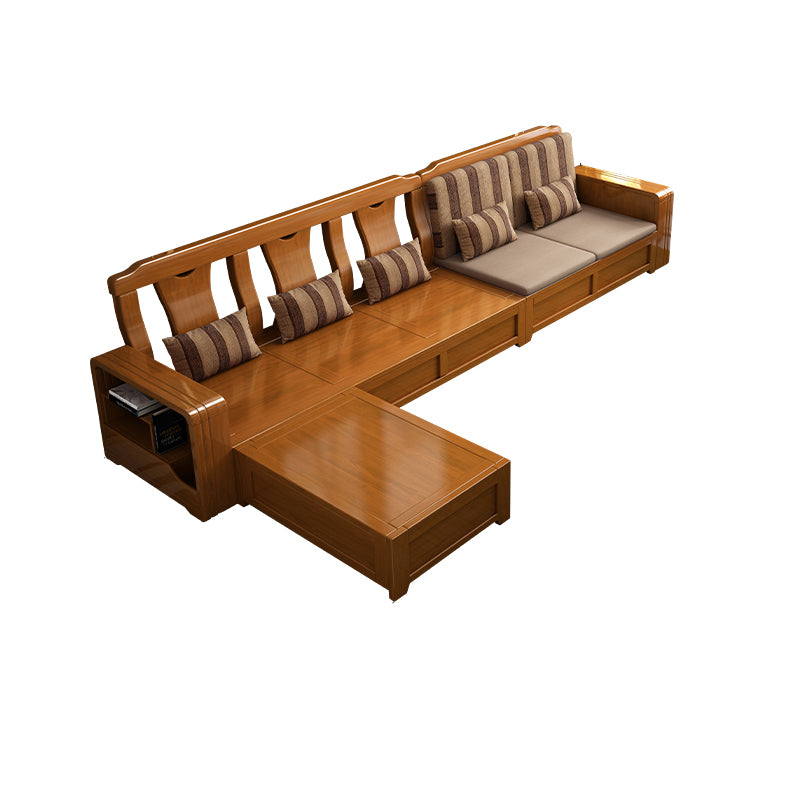 68"W Contemporary Sectional Sofa Fabric Sectional with Bostol Pillows