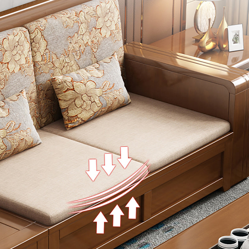 68"W Contemporary Sectional Sofa Fabric Sectional with Bostol Pillows