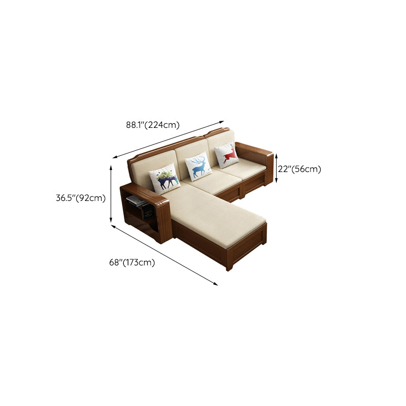 68"W Contemporary Sectional Sofa Fabric Sectional with Bostol Pillows
