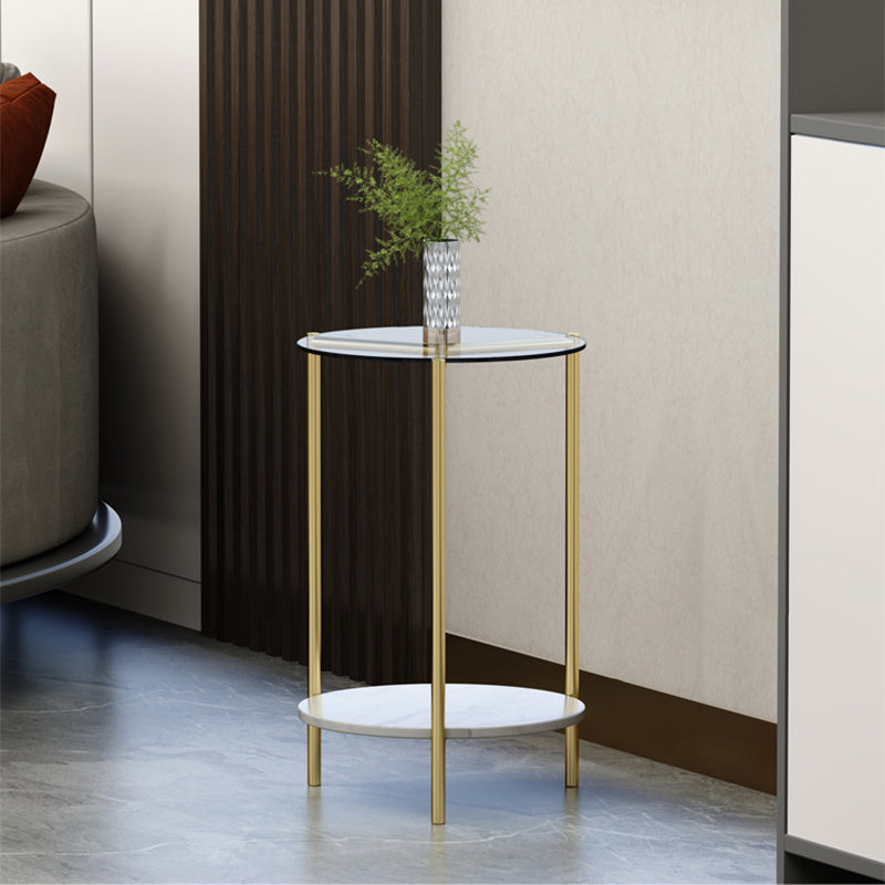 23.62" Tall Modernism Side Table Gold Glass Top Side End Table