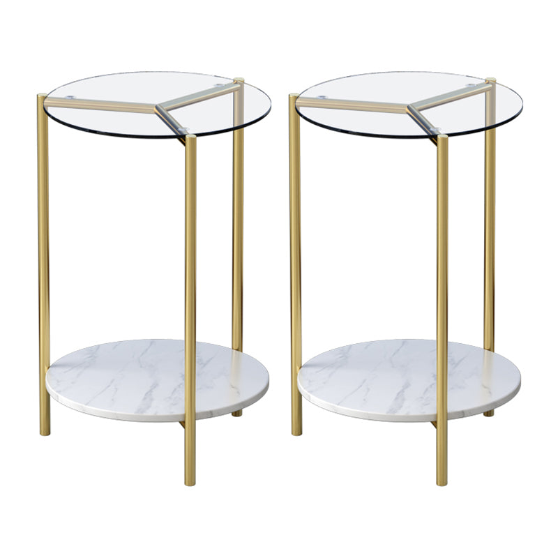 23.62" Tall Modernism Side Table Gold Glass Top Side End Table