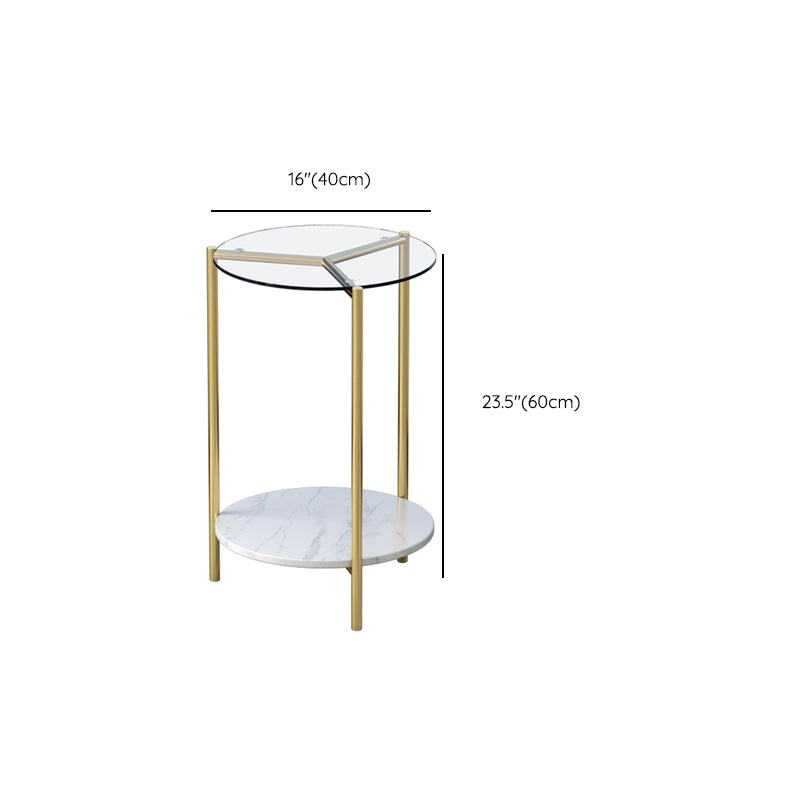 23.62" Tall Modernism Side Table Gold Glass Top Side End Table