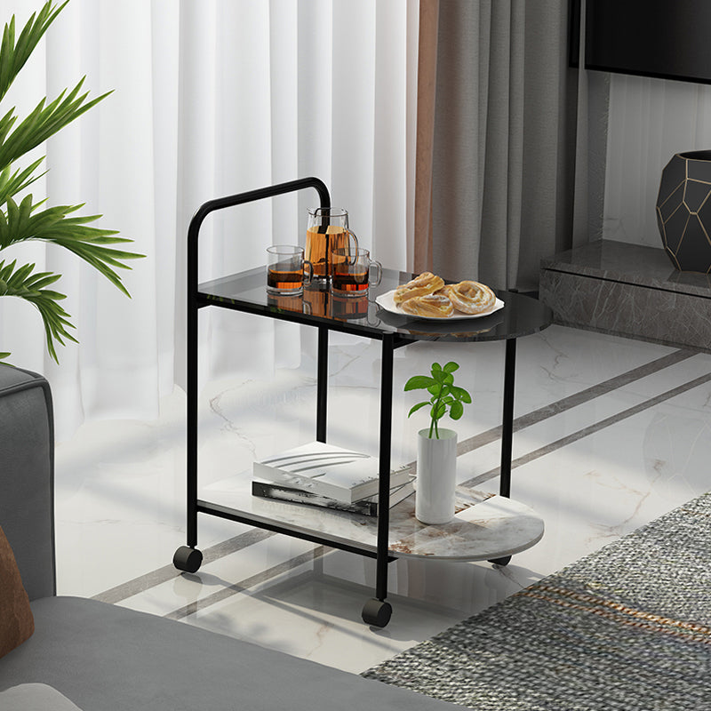 Modern Glass Top Side Table 27.55-inch 4 Legs End Table with Casters