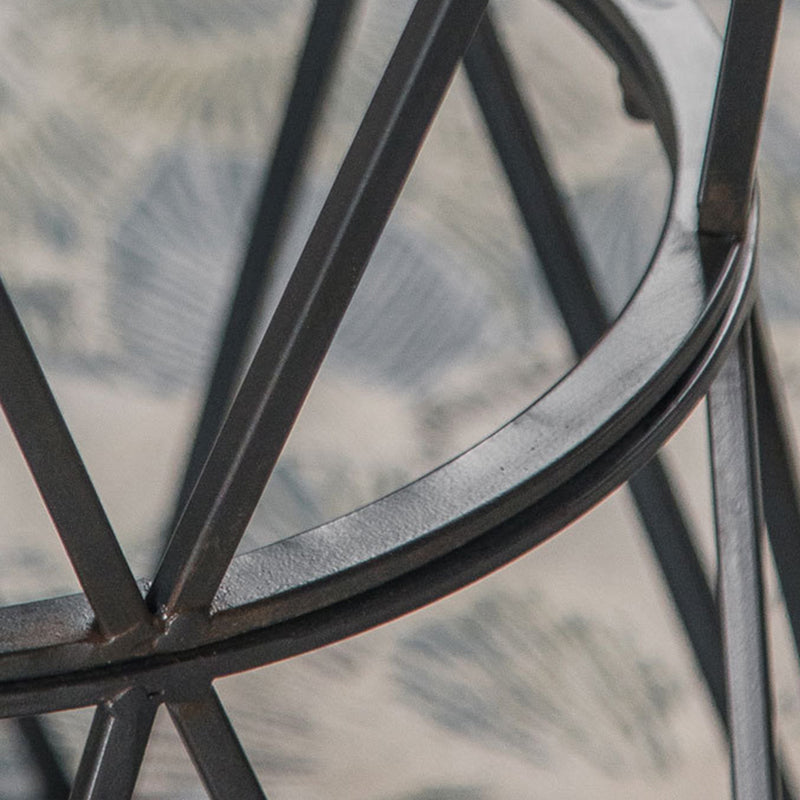 Round Tray Top Side Table Rustic Wood and Metal Side End Snack Table