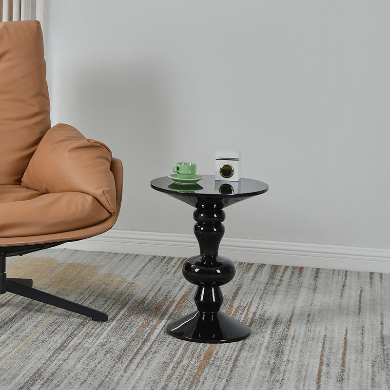 Contemporary End Table Wood Pedestal Round Living Room Side End Table