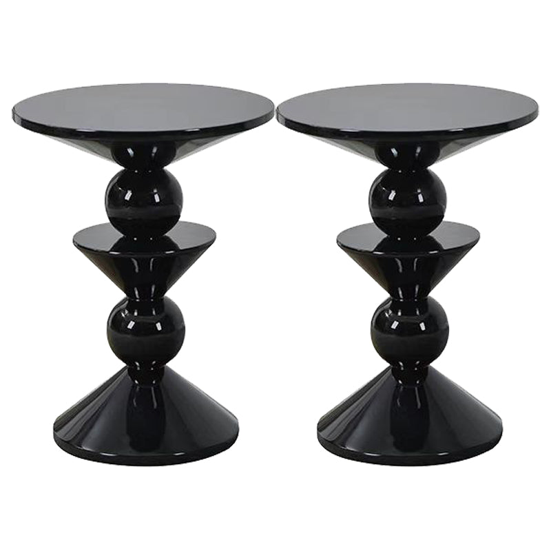 Contemporary End Table Wood Pedestal Round Living Room Side End Table
