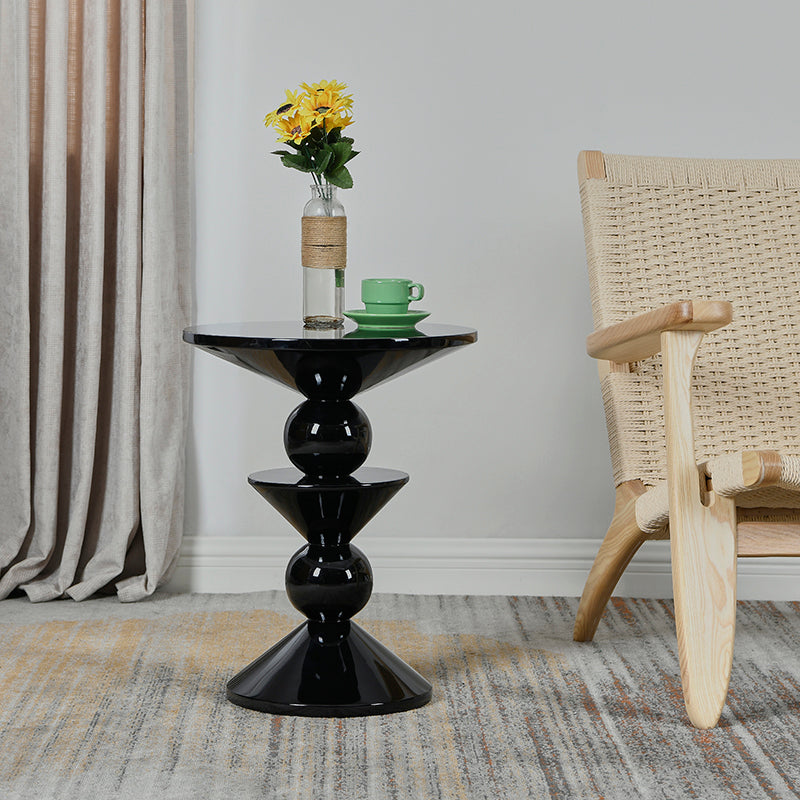 Contemporary End Table Wood Pedestal Round Living Room Side End Table