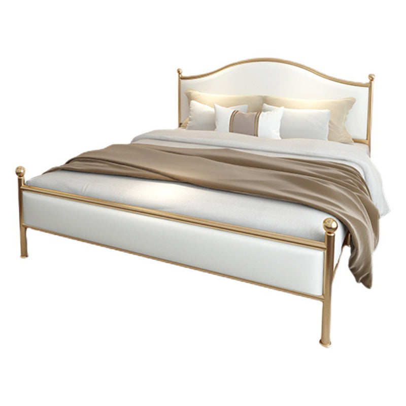 Contemporary Bed Frame Metal Standard Bed with Upholstered Headboard
