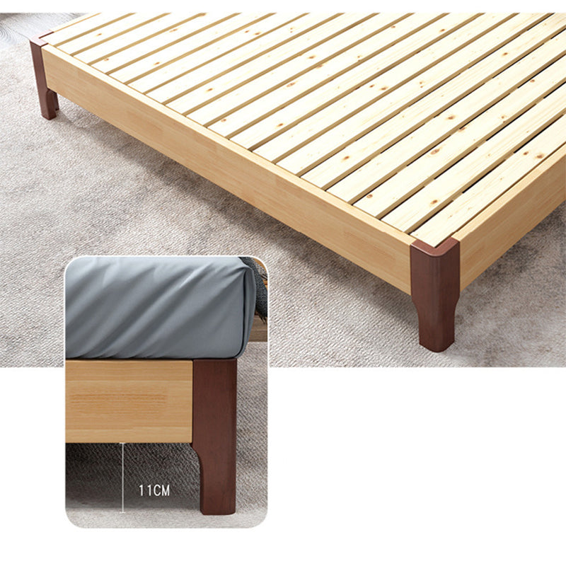 Upholstered Headboard Standard Bed Wood and Upholstered Bed Frame Natural