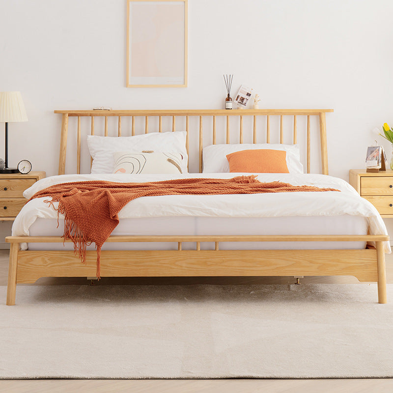 Solid Wood Open-Frame Bed Contemporary Ash Standard Bed with Legs