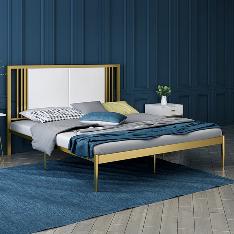 Glam Metal Standard Bed Rectangular Bed with Custom Gold Leg